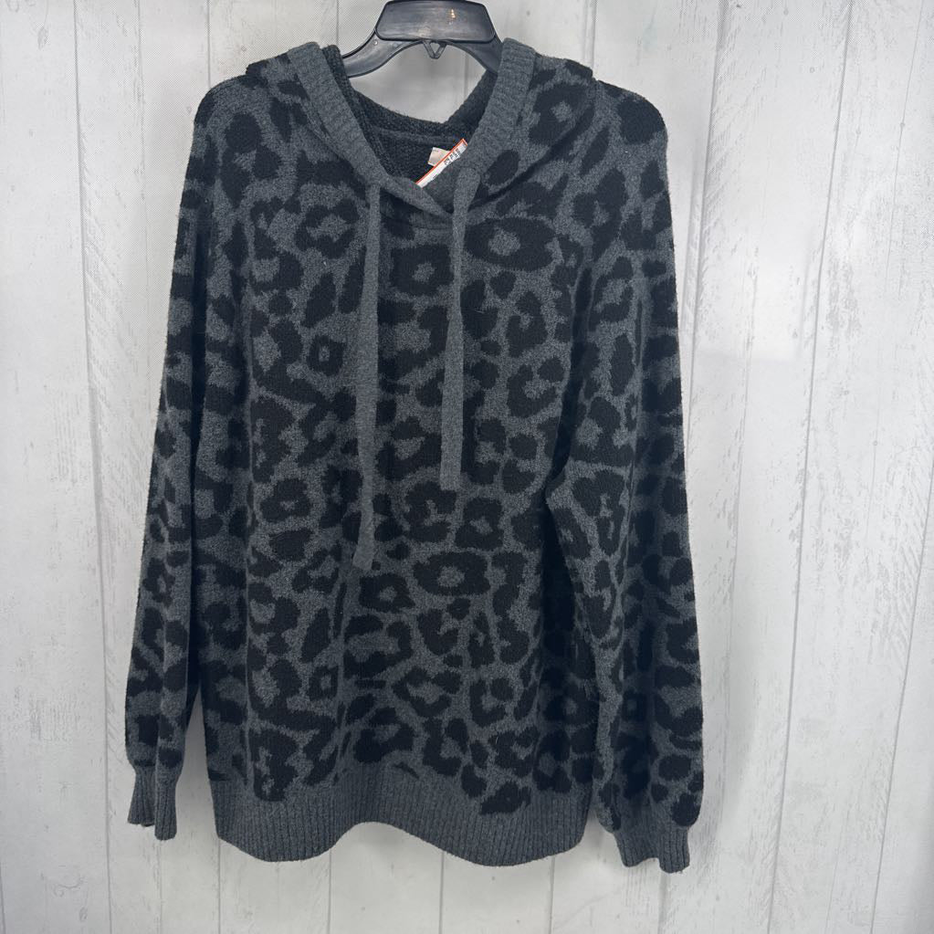 XL animal print hooded sweater