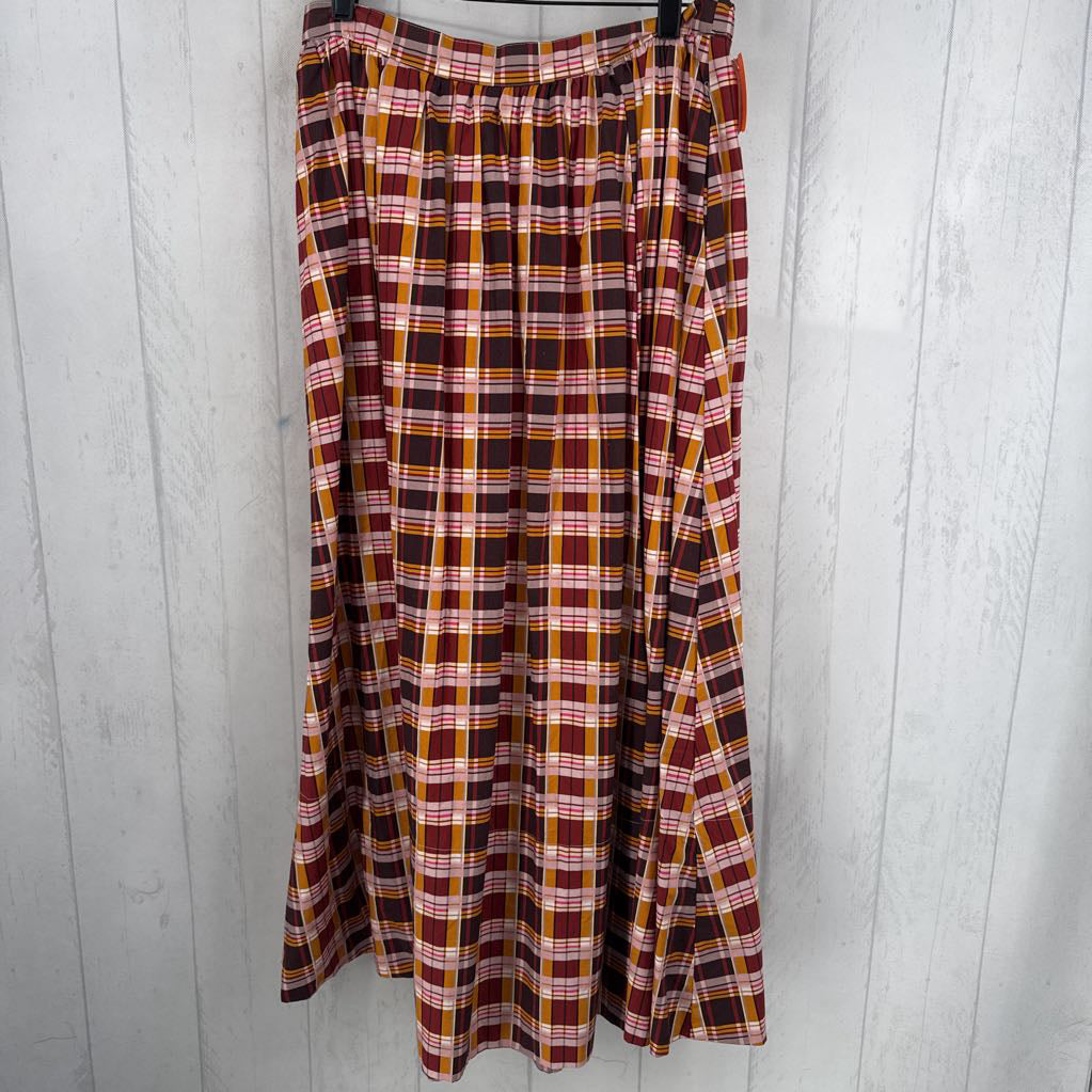 M plaid pleated skirt