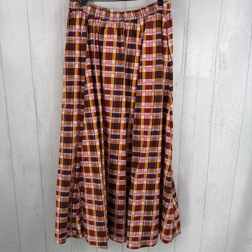 M plaid pleated skirt