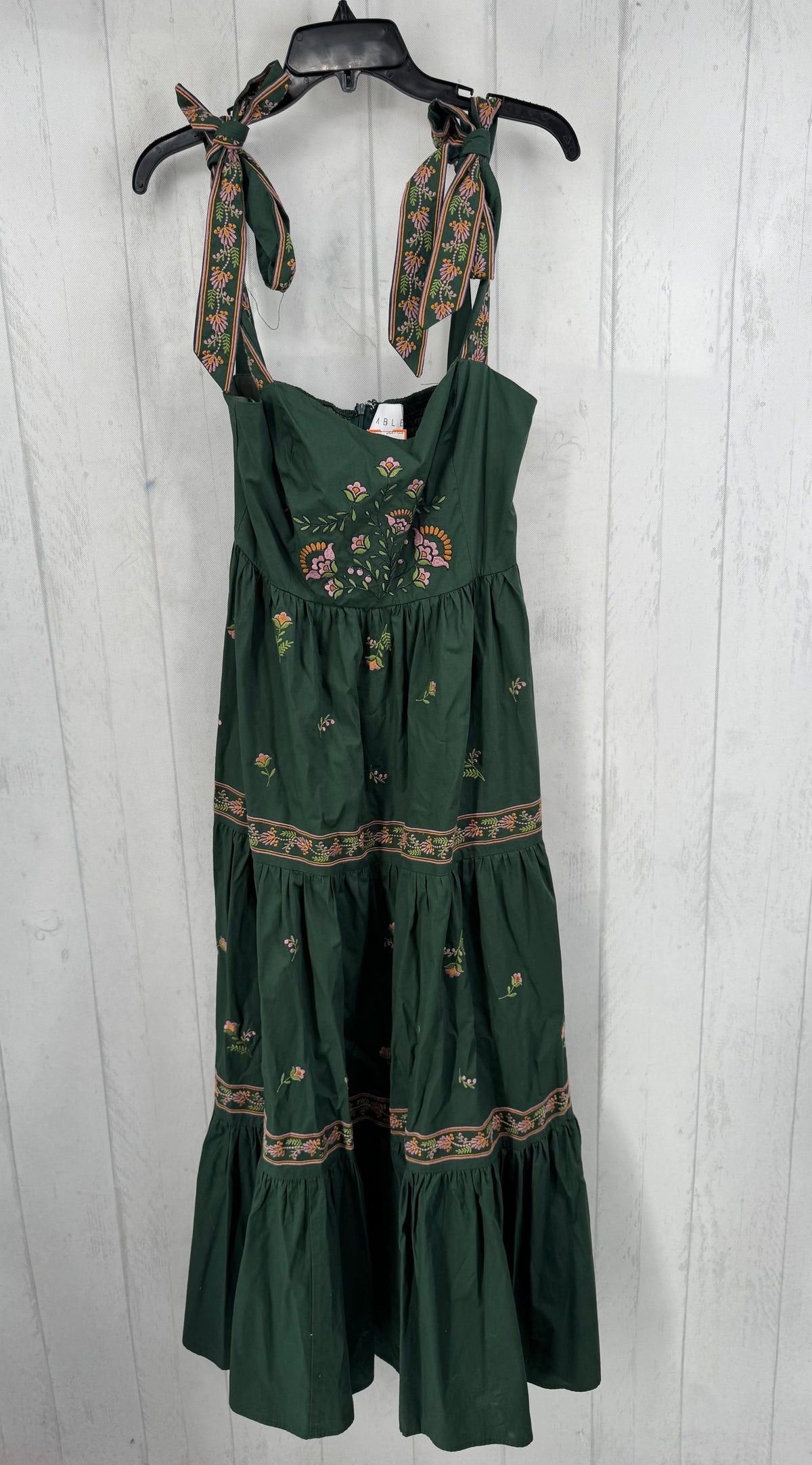 M flo embroidered tiered slvls dress