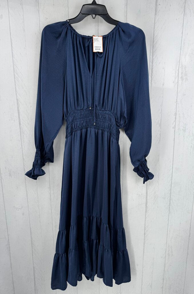 S tassel tie l/s tiered dress
