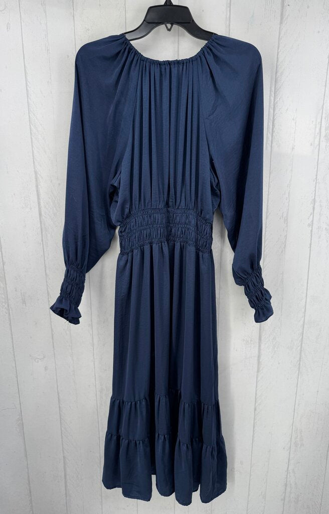 S tassel tie l/s tiered dress