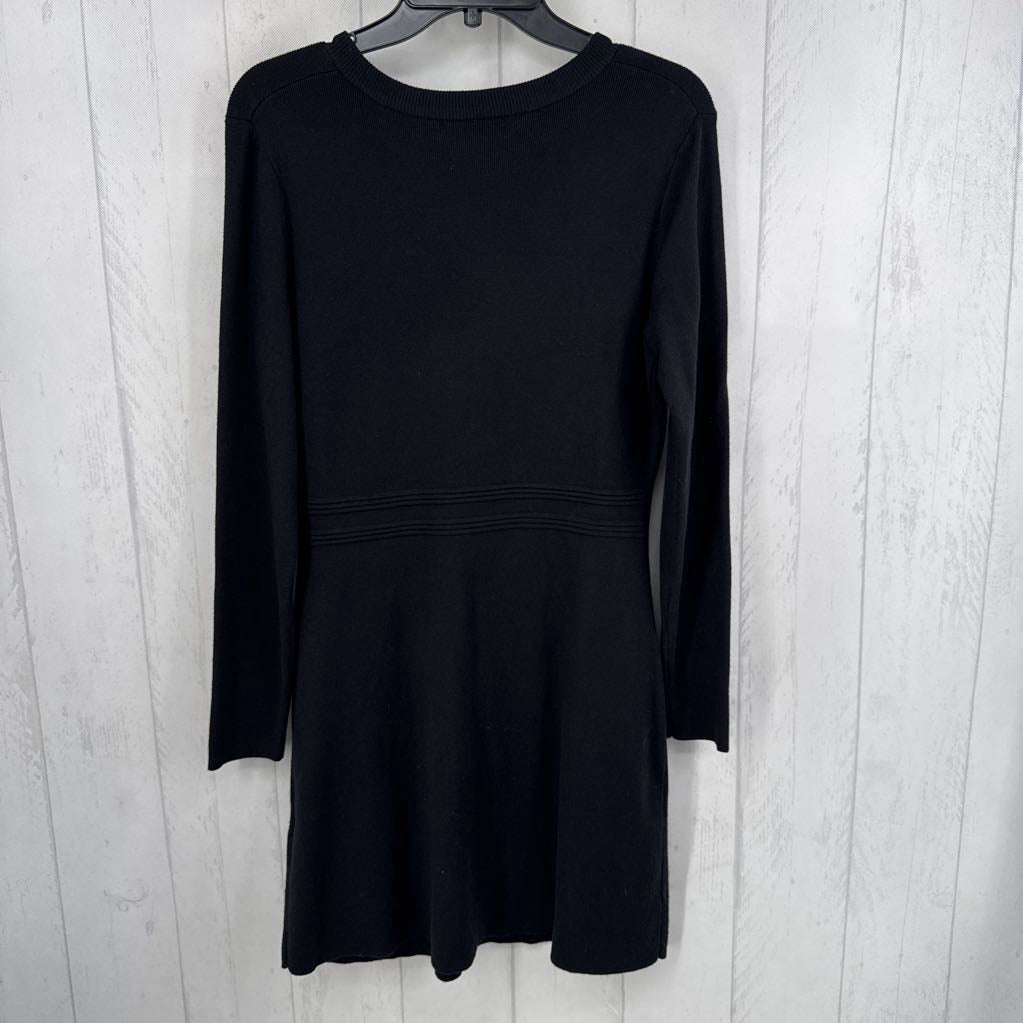 S gold button detail l/s knit dress