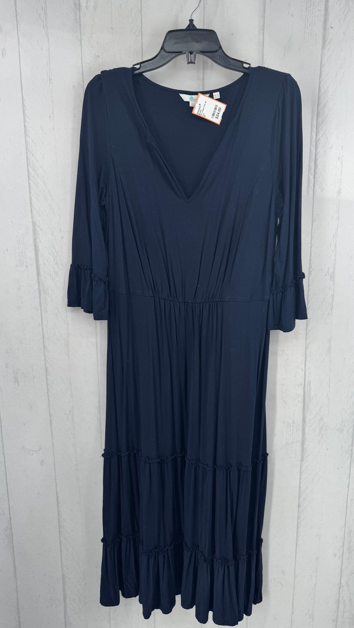 10 v-neck 3/4 slv maxi dress