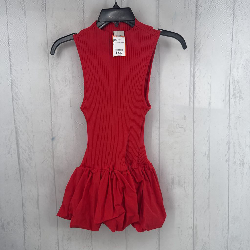 M mockneck ribbed bubble hem tank