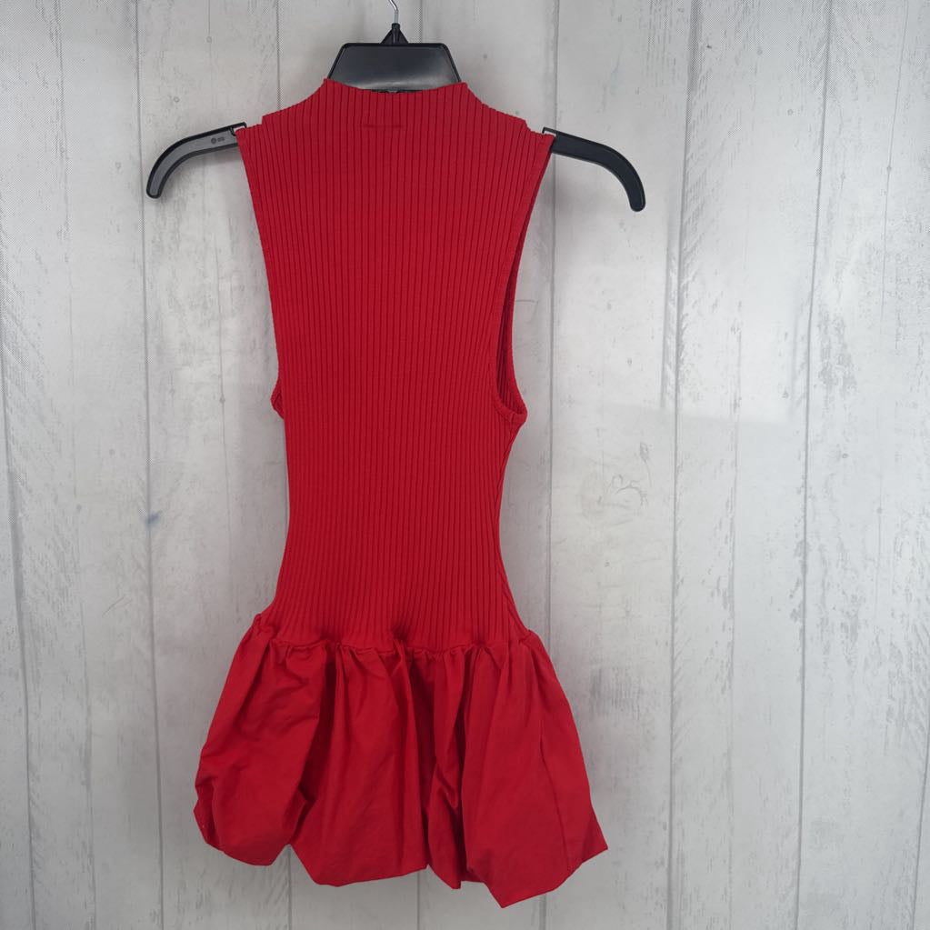 M mockneck ribbed bubble hem tank