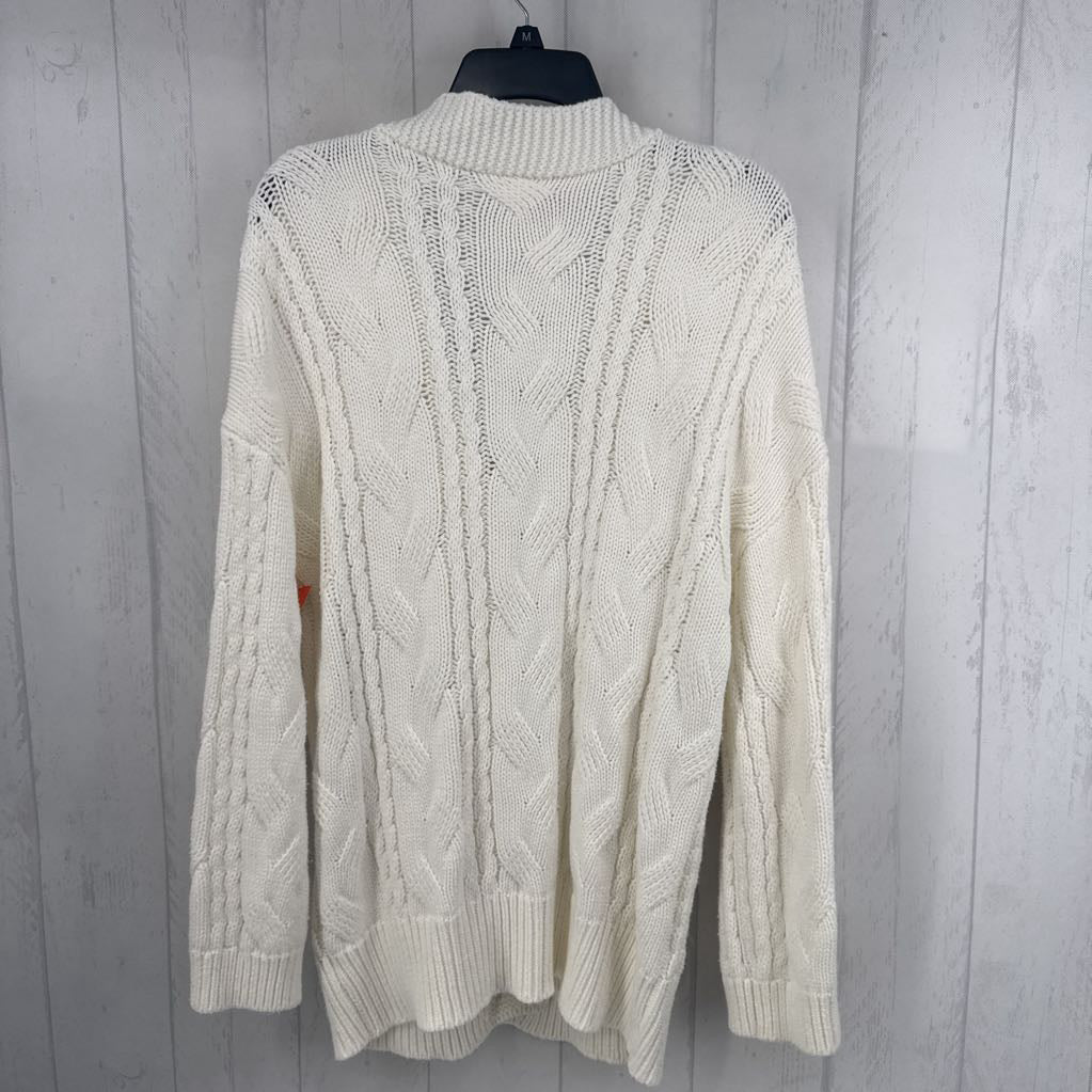 S cable knit button front cardi