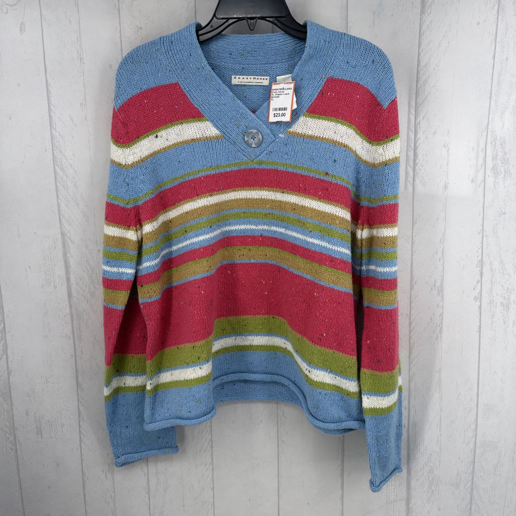 XL striped v-neck sweater