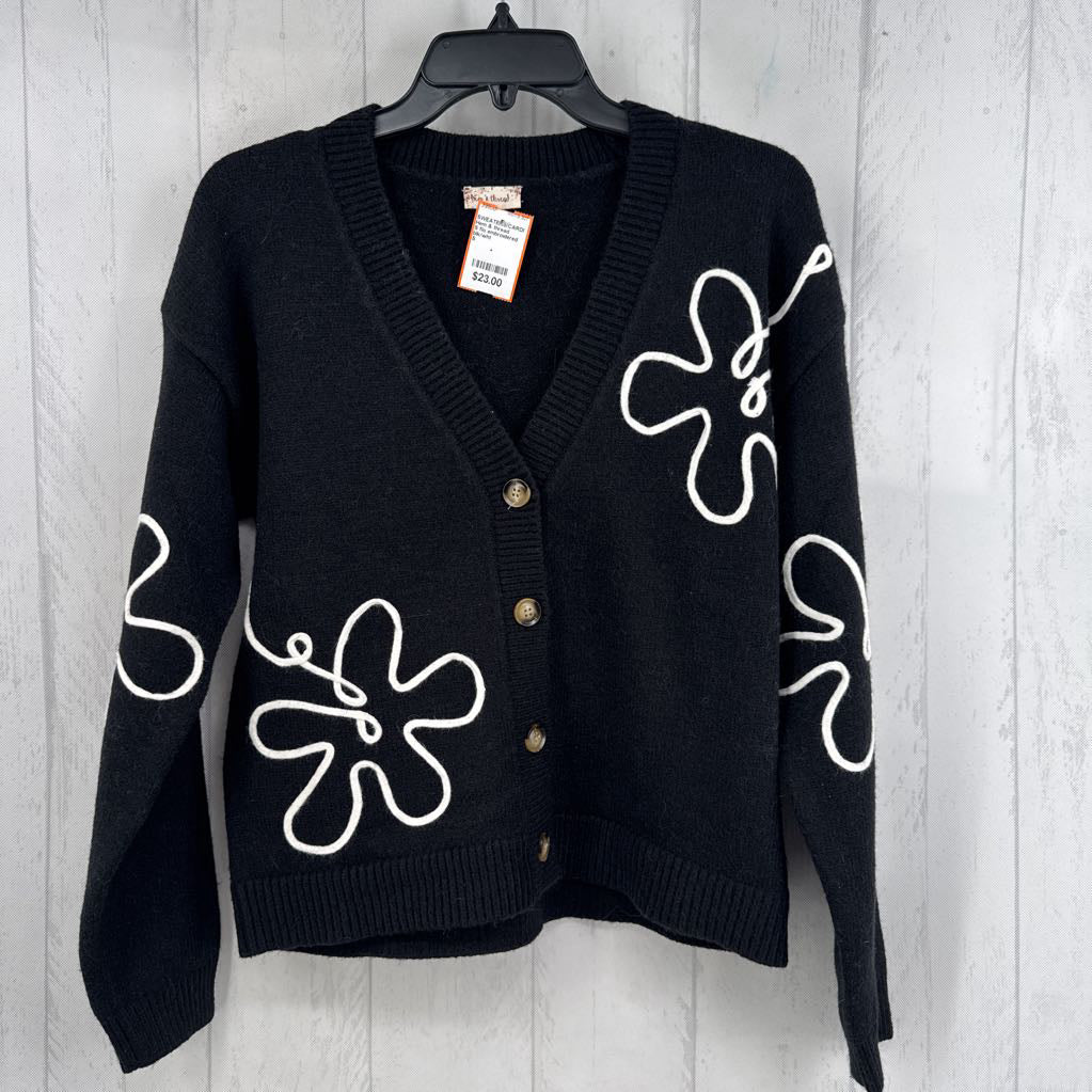 S flo embroidered button front cardi