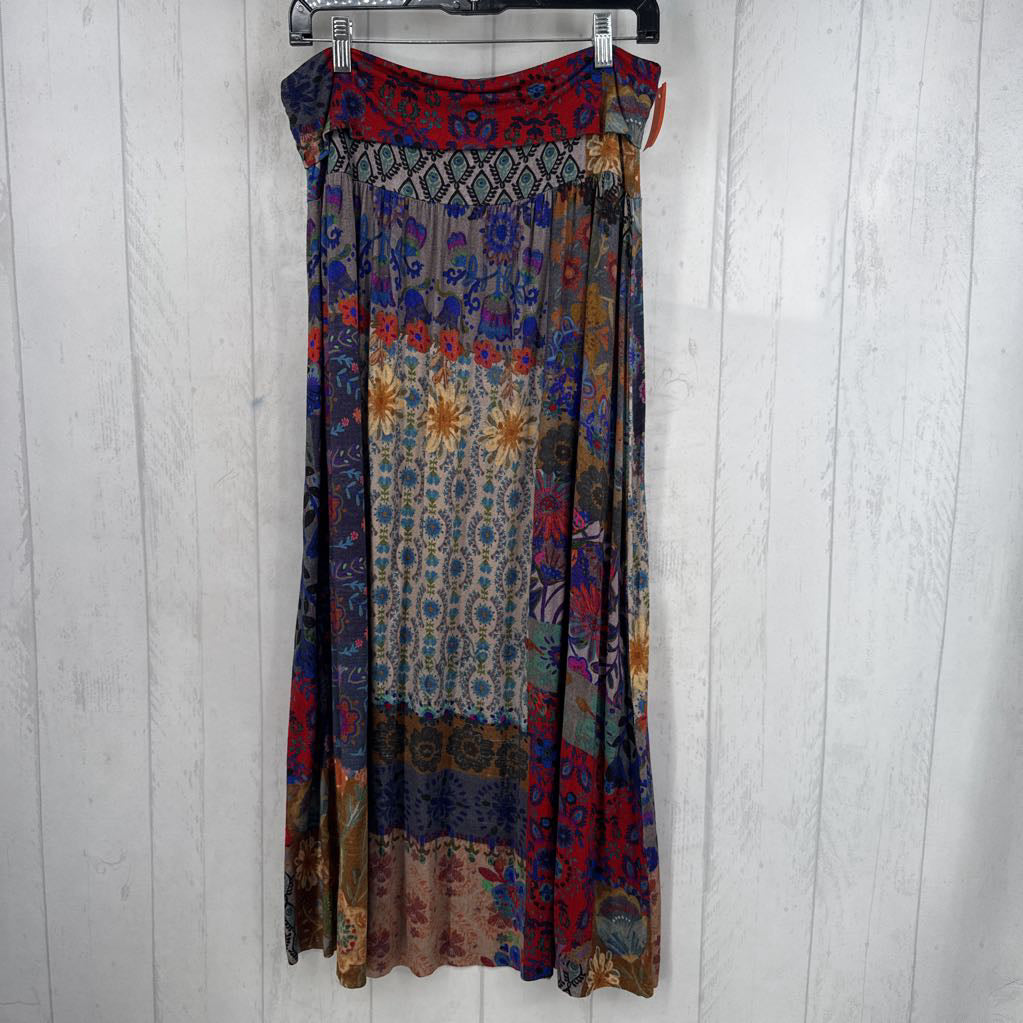 XL colorful printed foldover maxi skirt