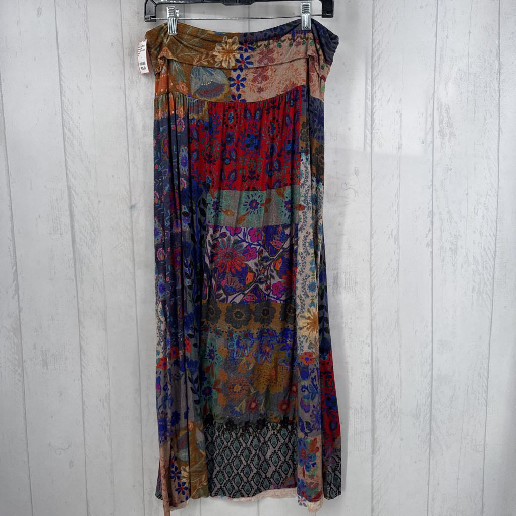 XL colorful printed foldover maxi skirt