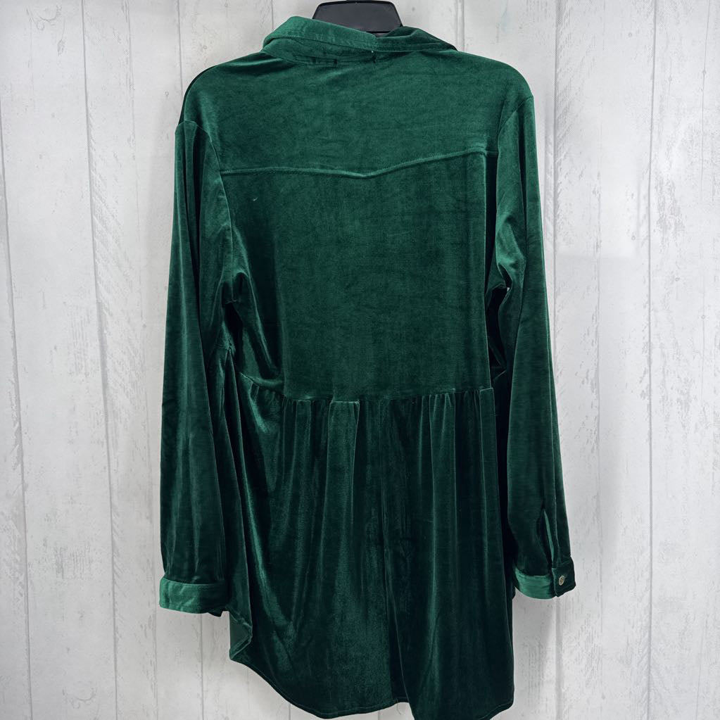 L velvet button down l/s babydoll top