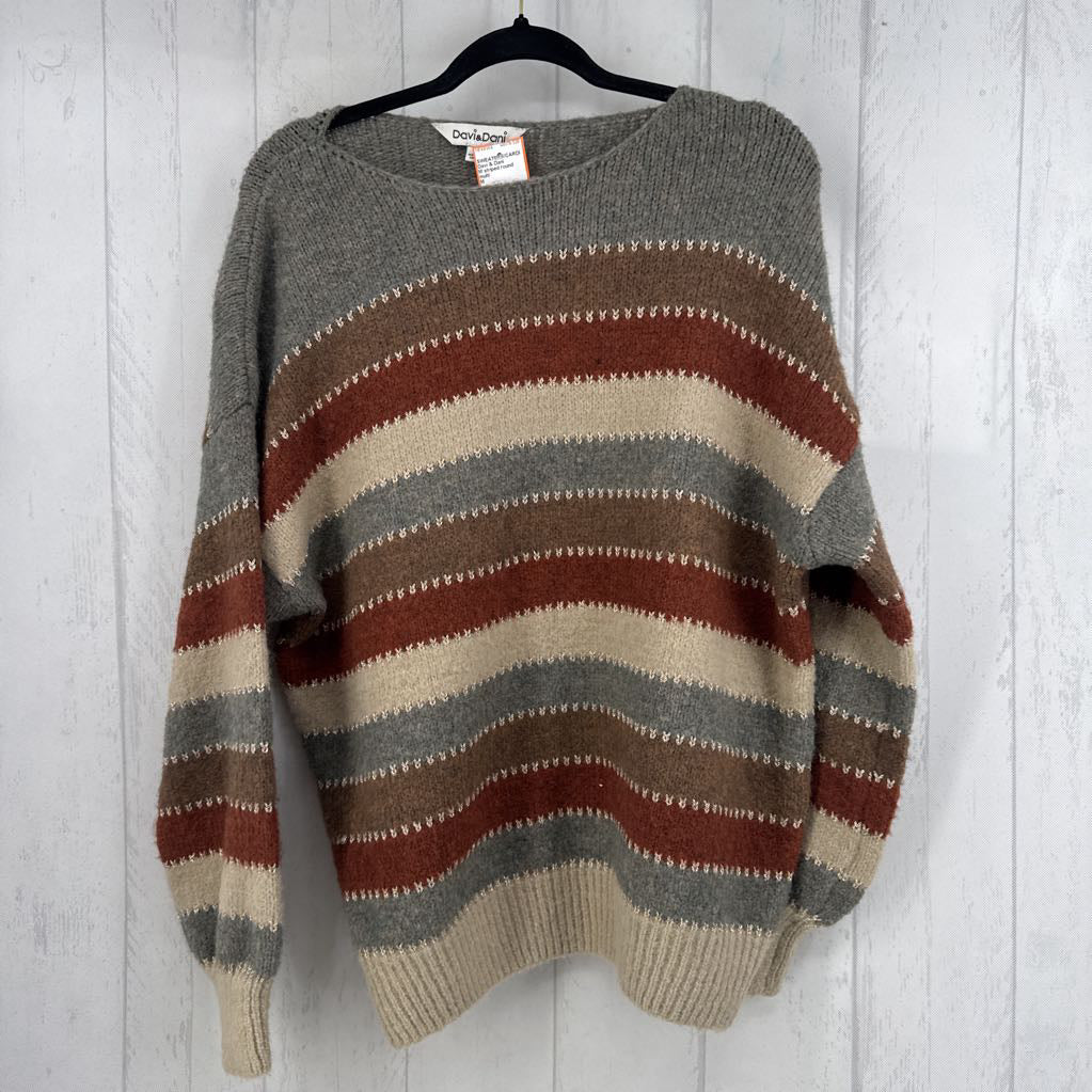 M striped round neck sweater