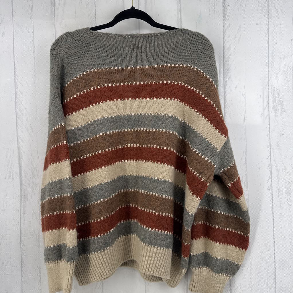 M striped round neck sweater