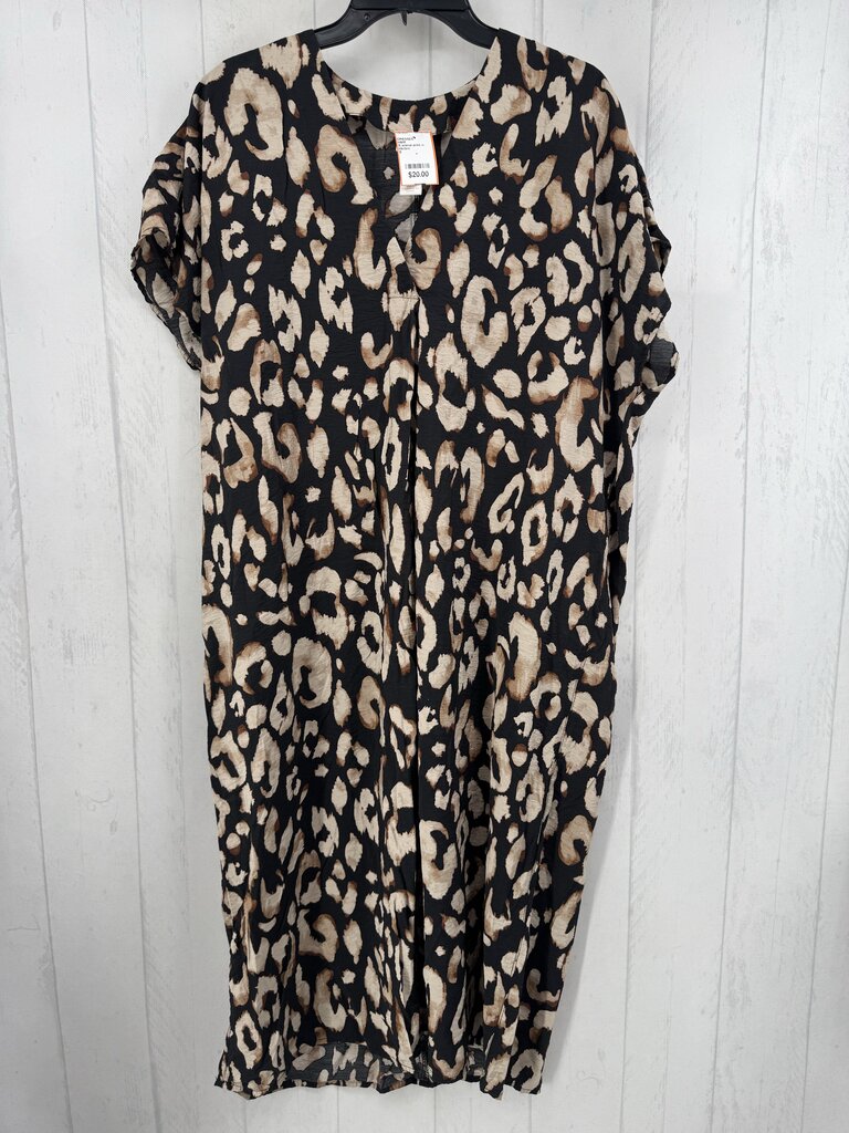 S animal print v-neck s/s dress