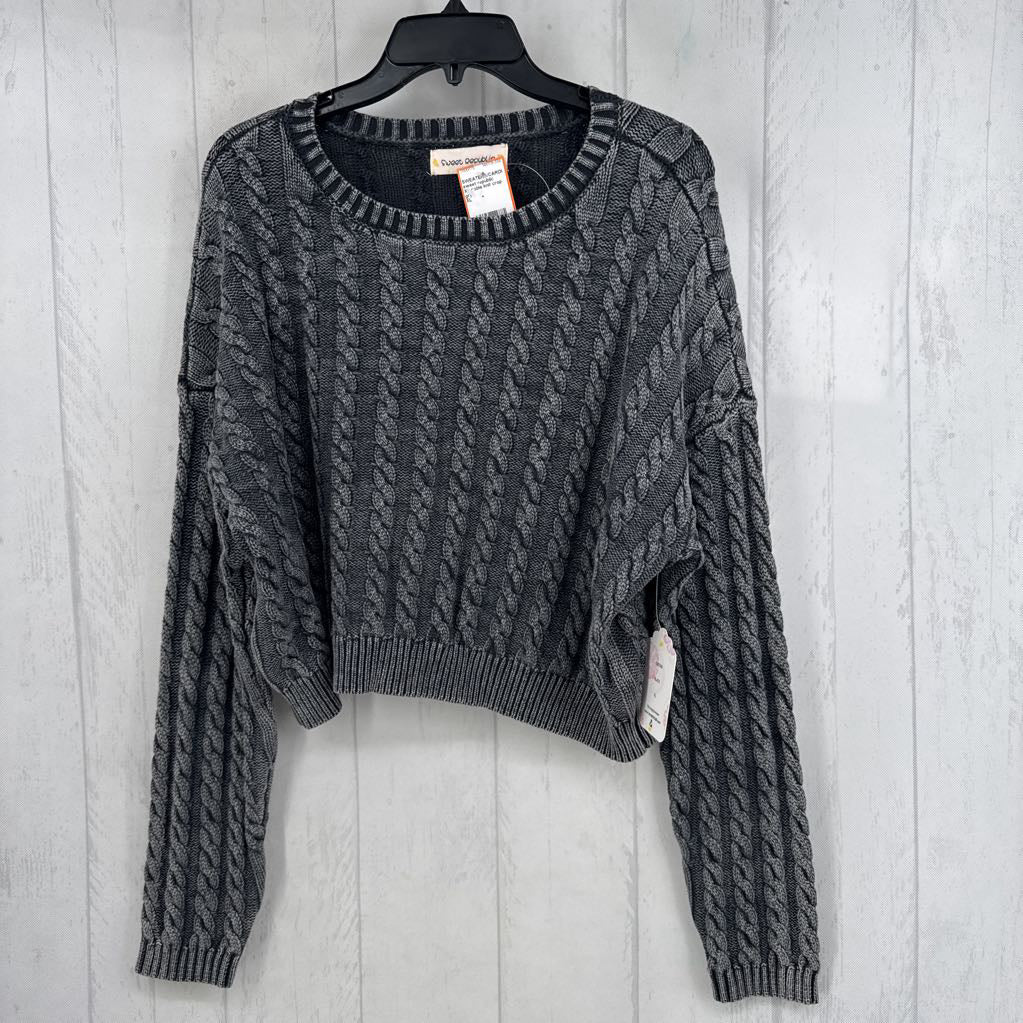 XL cable knit crop sweater