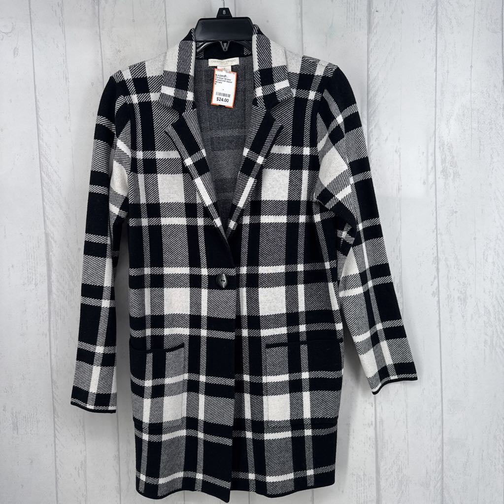 M plaid knit blazer