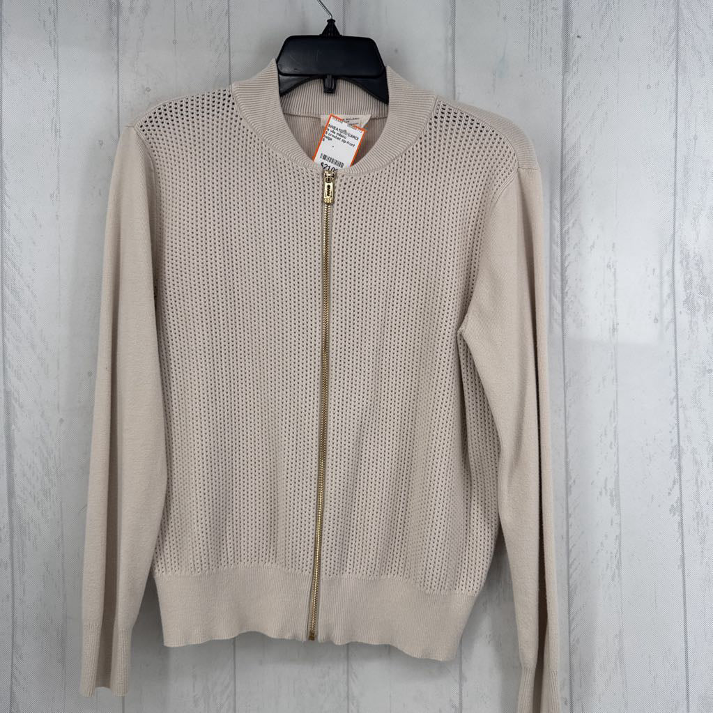 S crochet zip-front cardi