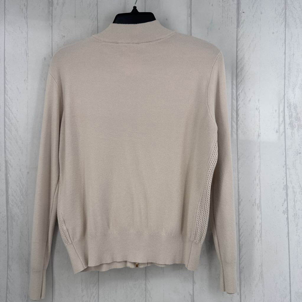 S crochet zip-front cardi