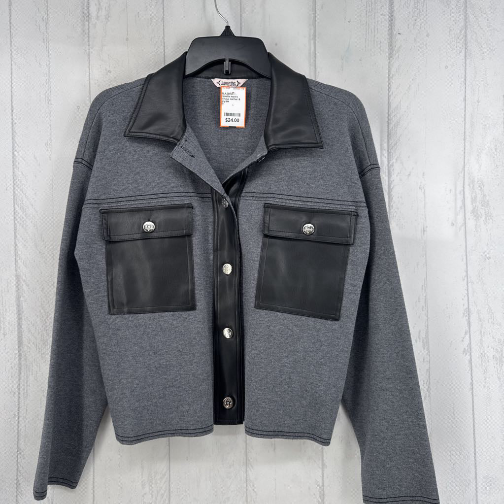 M faux leather & knit jacket