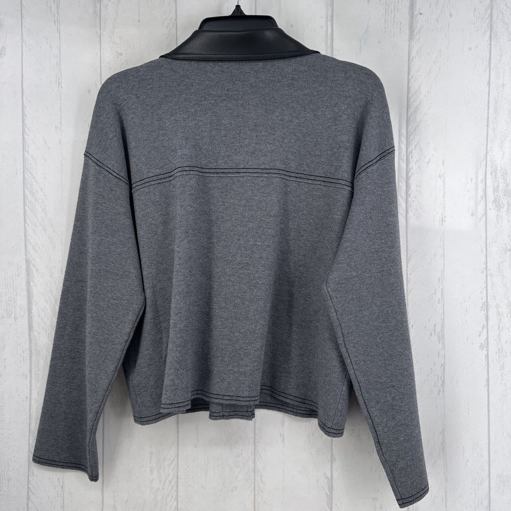 M faux leather & knit jacket