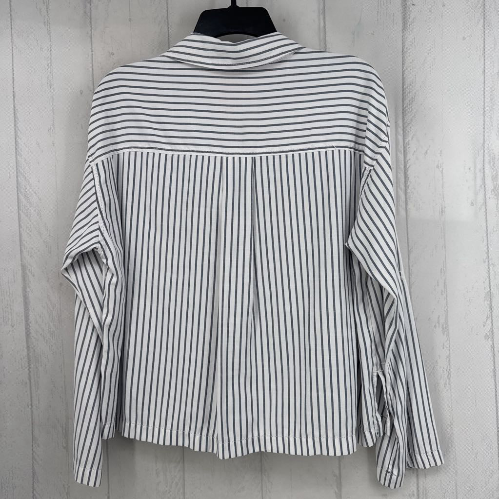 M striped split neck l/s top