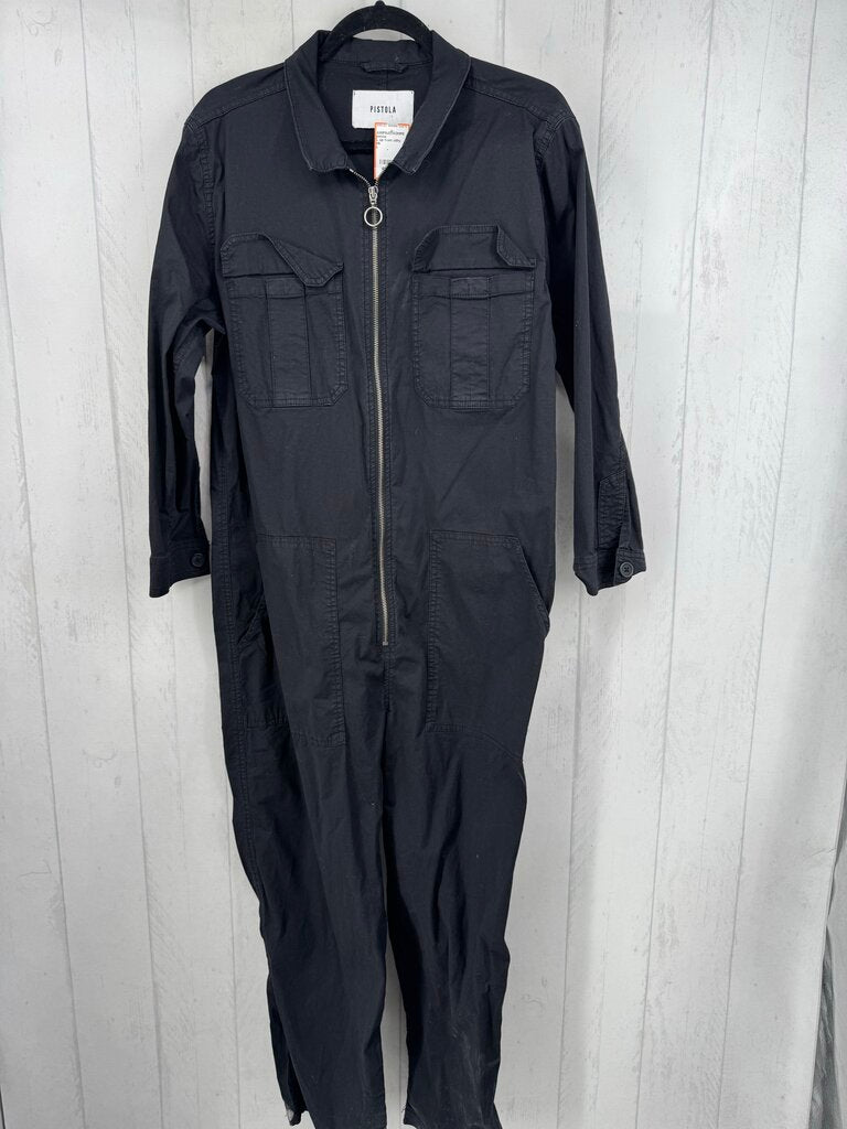 L zip front utility jumpsuit