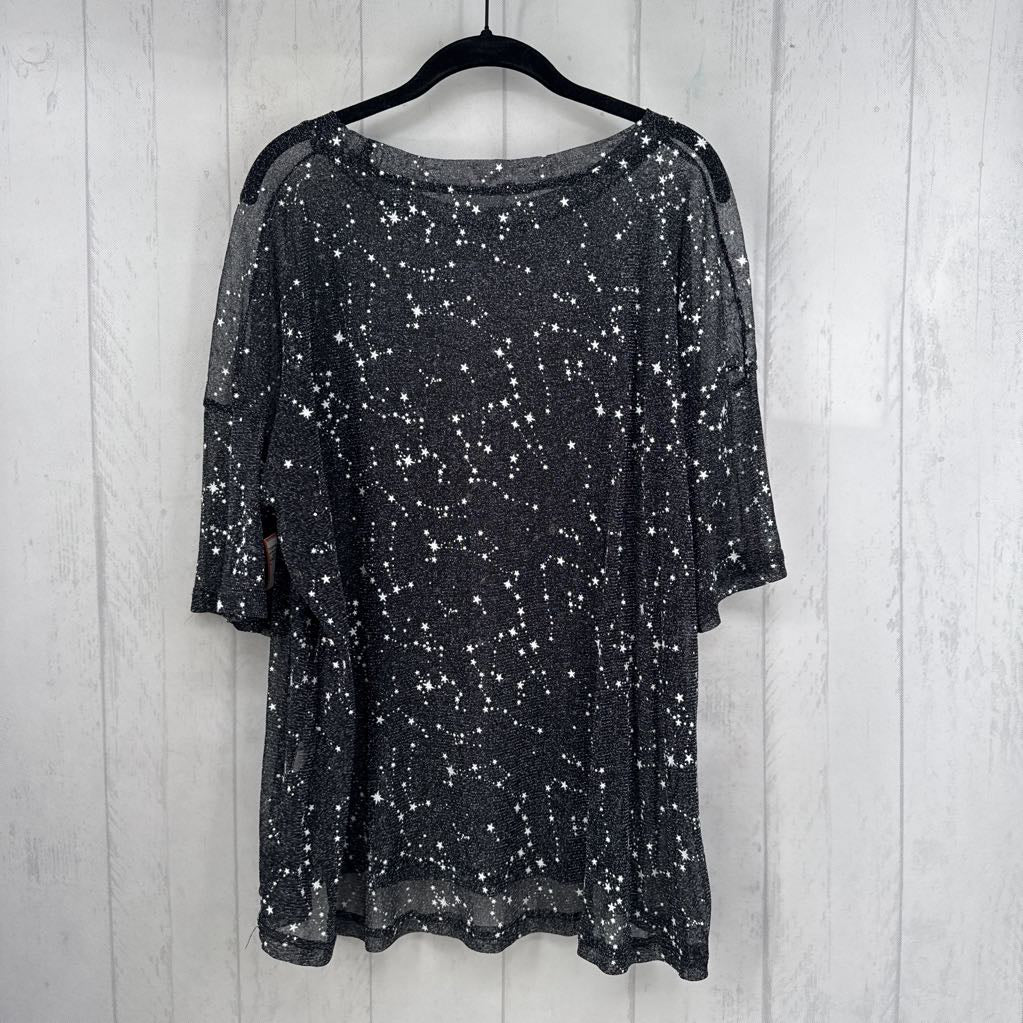 L sheer mesh star pattern s/s top