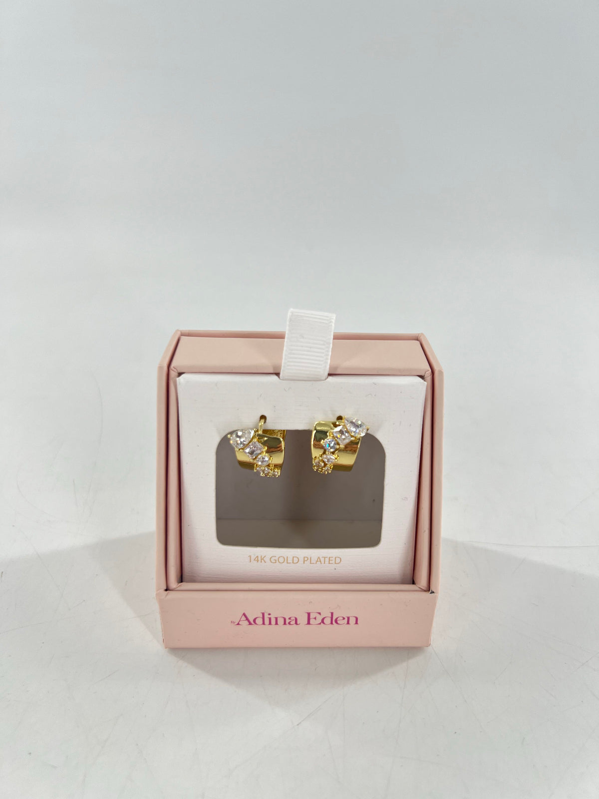 gold tone cz hoop earrings
