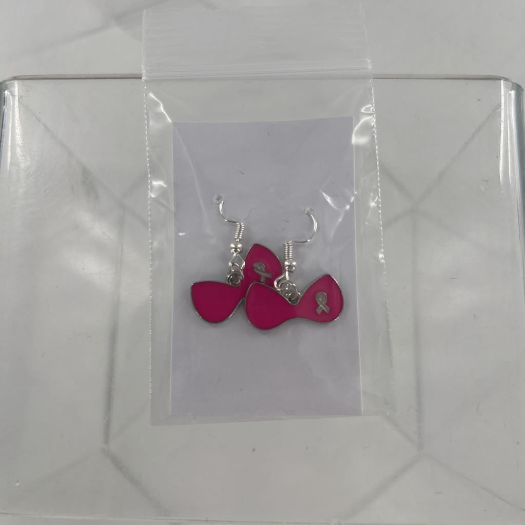 pink ribbon earrings