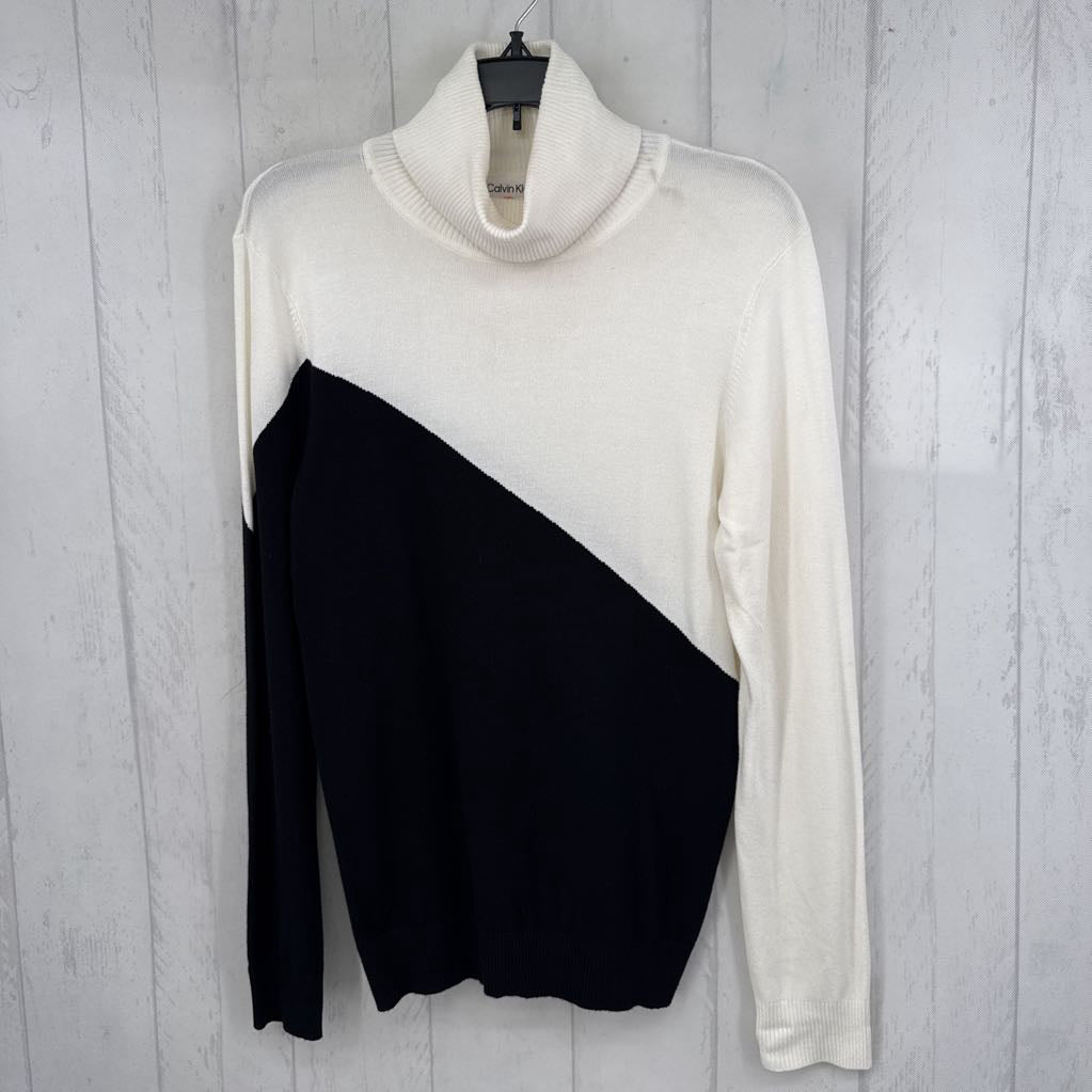 M colorblock knit t-neck l/s top
