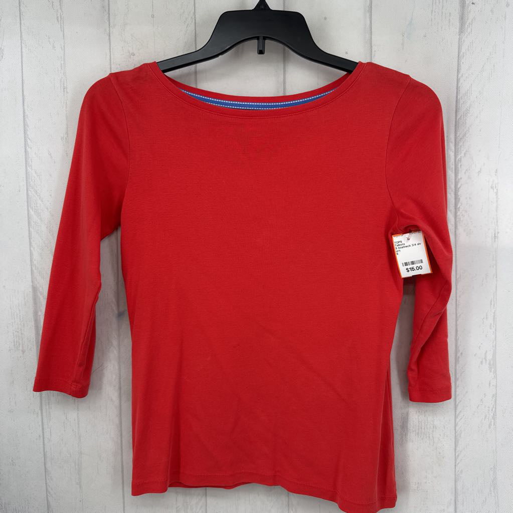 S boatneck 3/4 slv tee