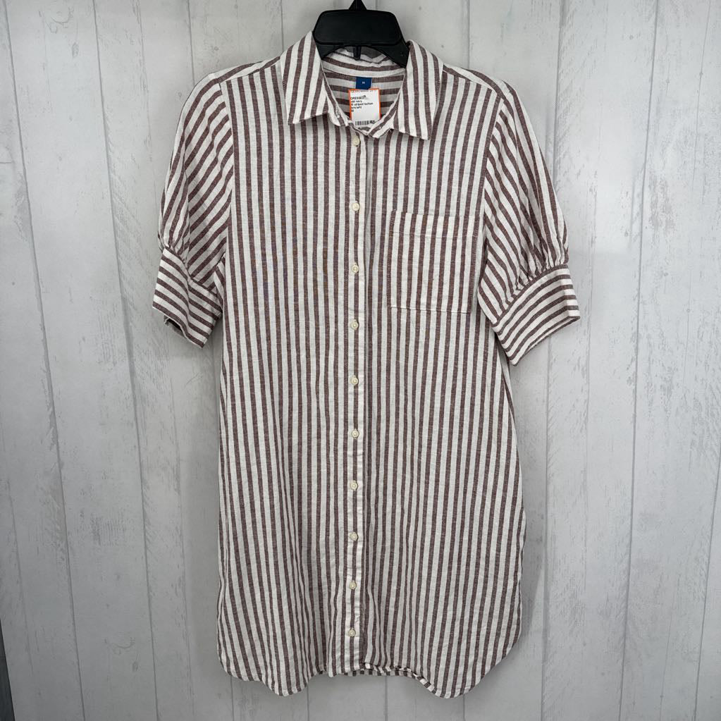 M striped button down s/s dress