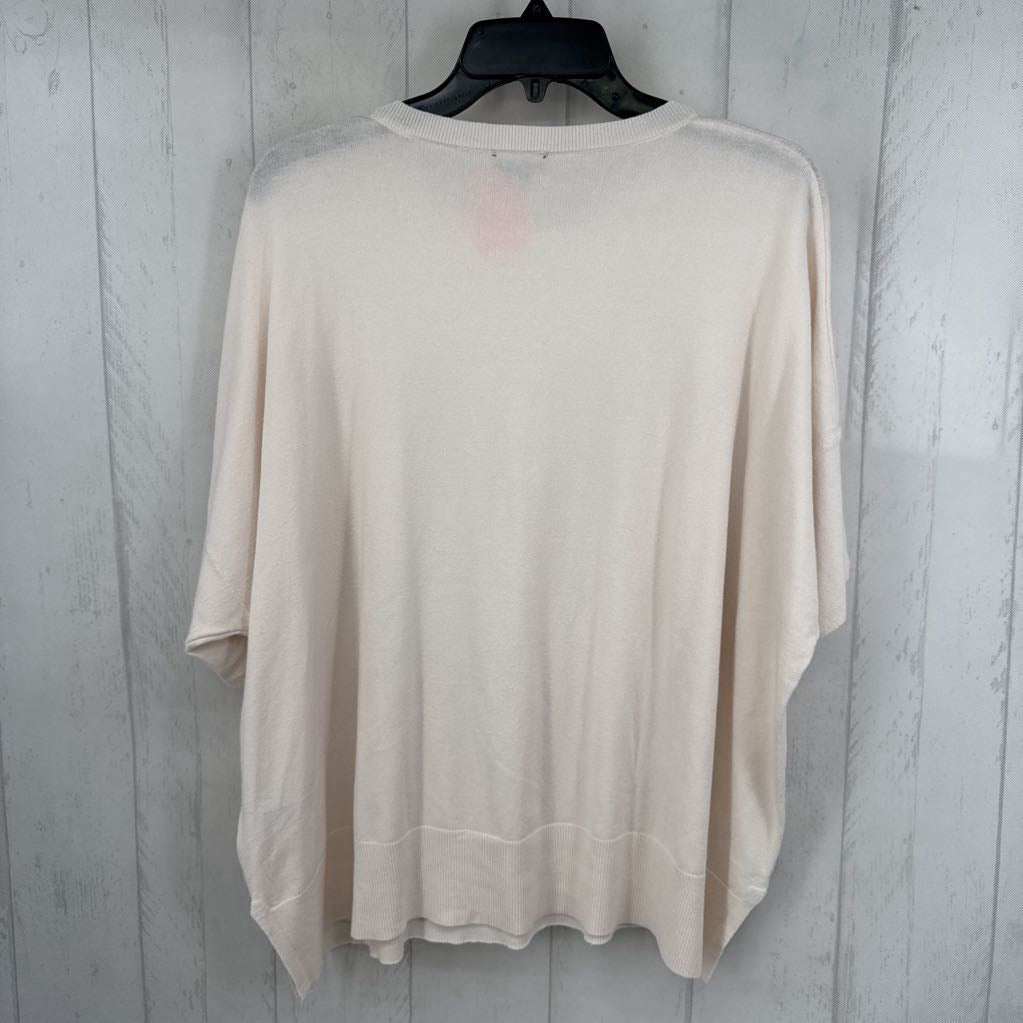 XL round neck drop shoulder s/s knit top