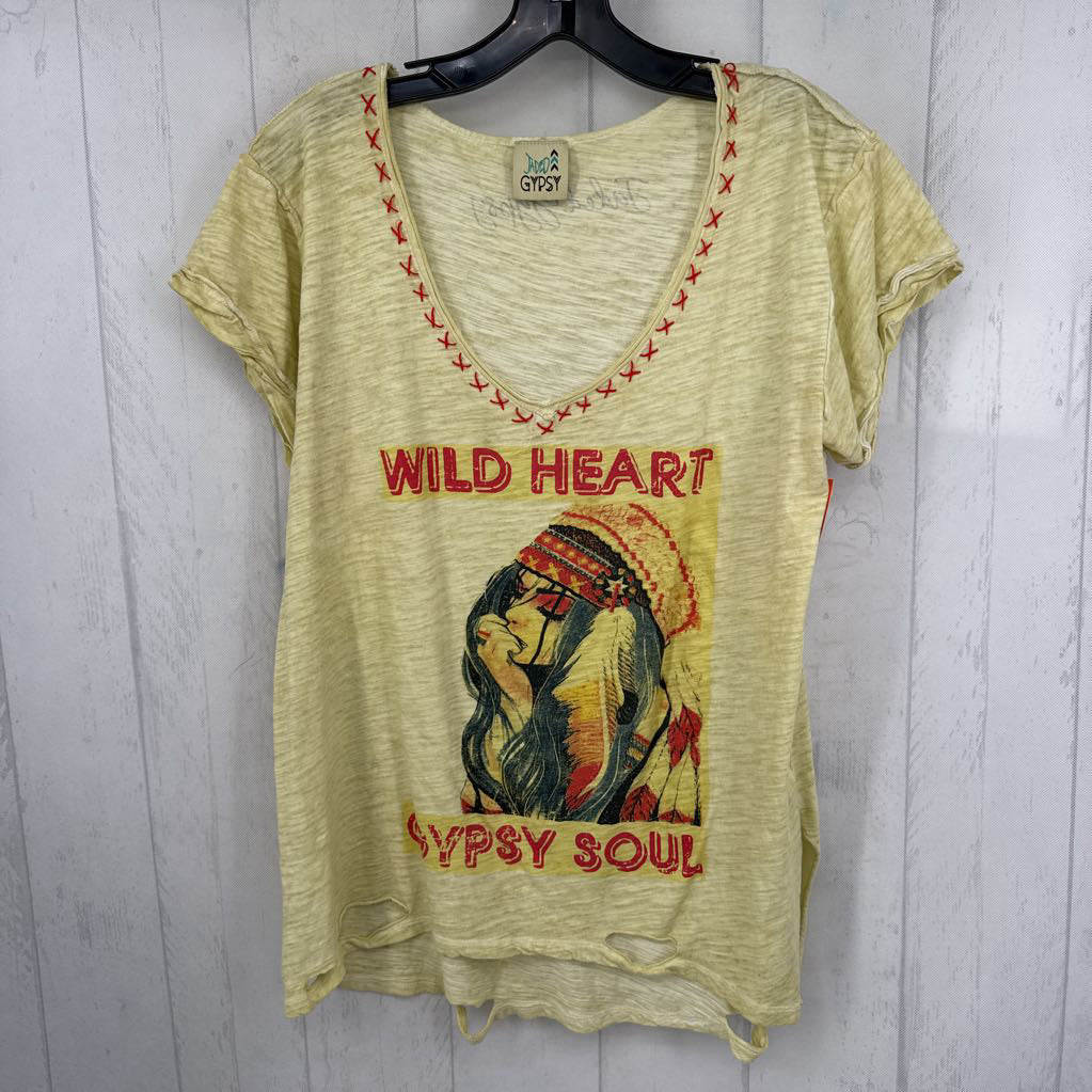 L/XL distressed graphic s/s tee-wild heart
