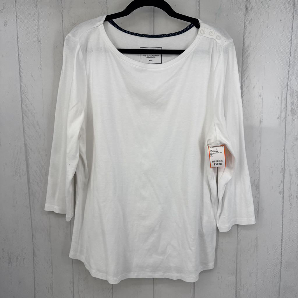 XXL boatneck 3/4 slv tee