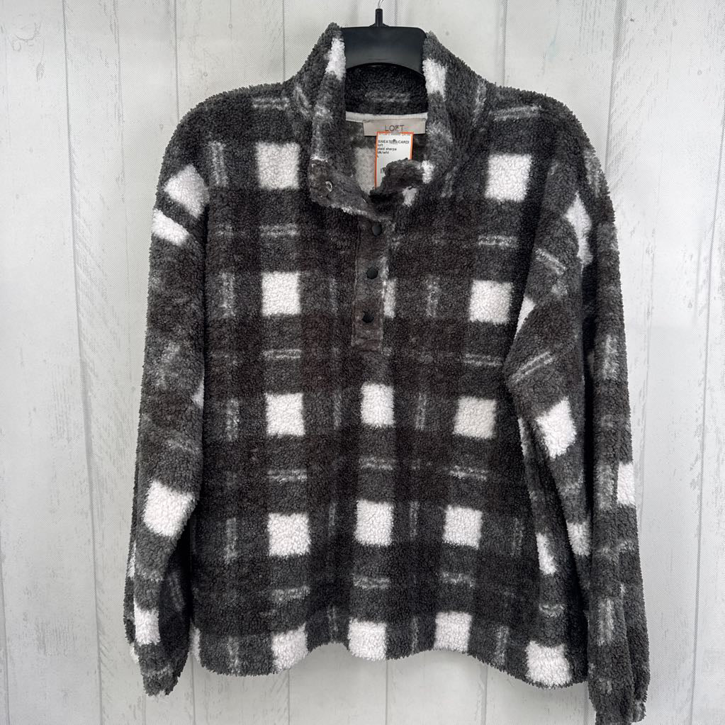 plaid sherpa quarter snap pullover