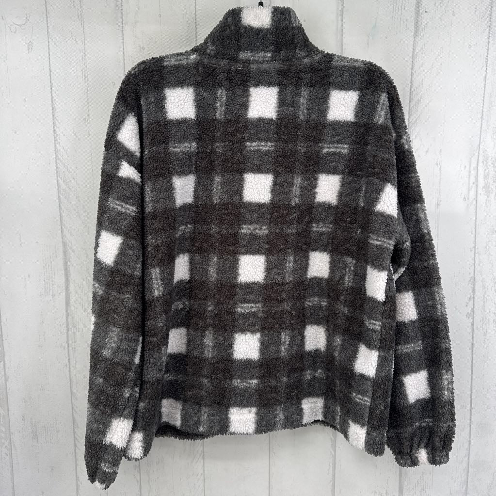 plaid sherpa quarter snap pullover