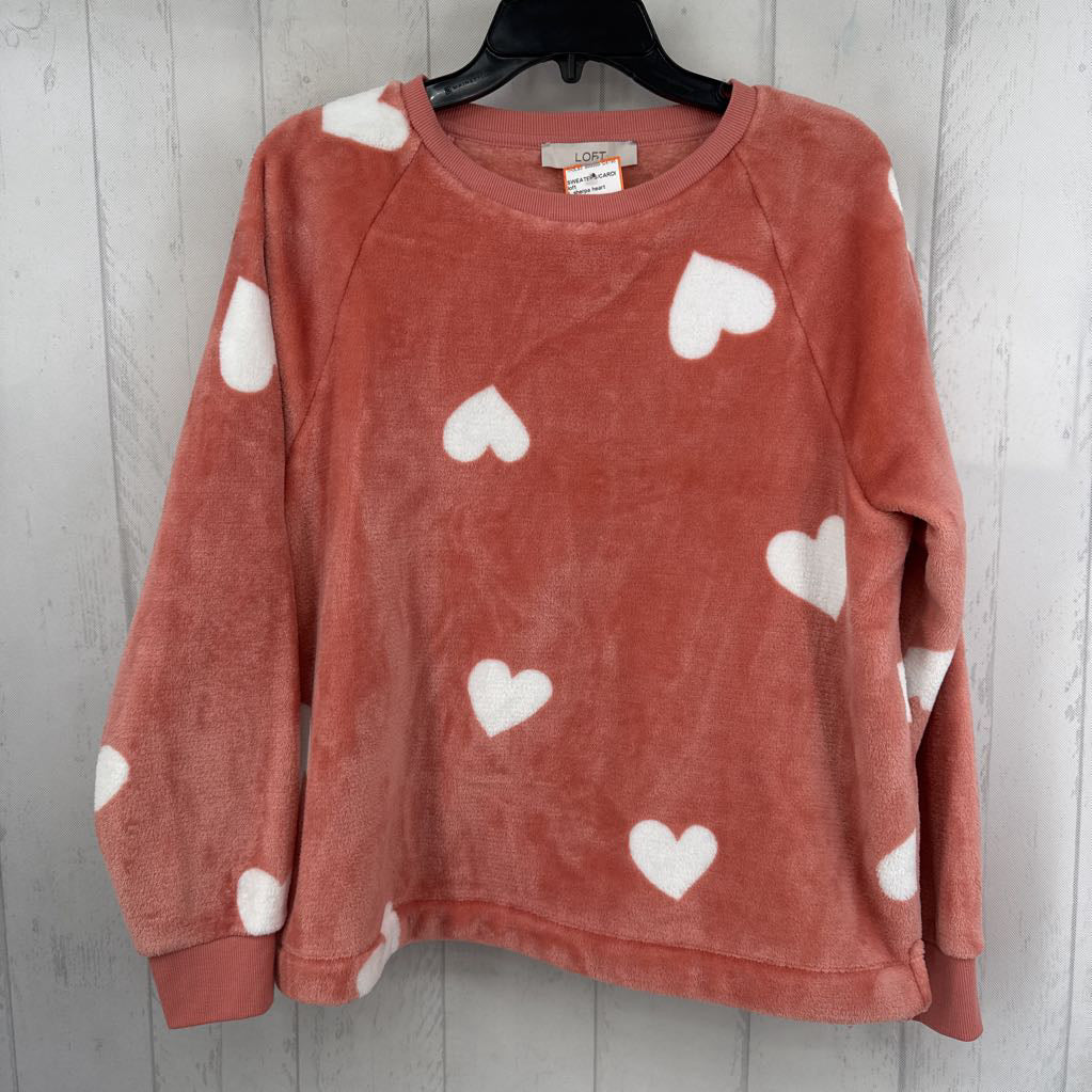 L sherpa heart print sweatshirt