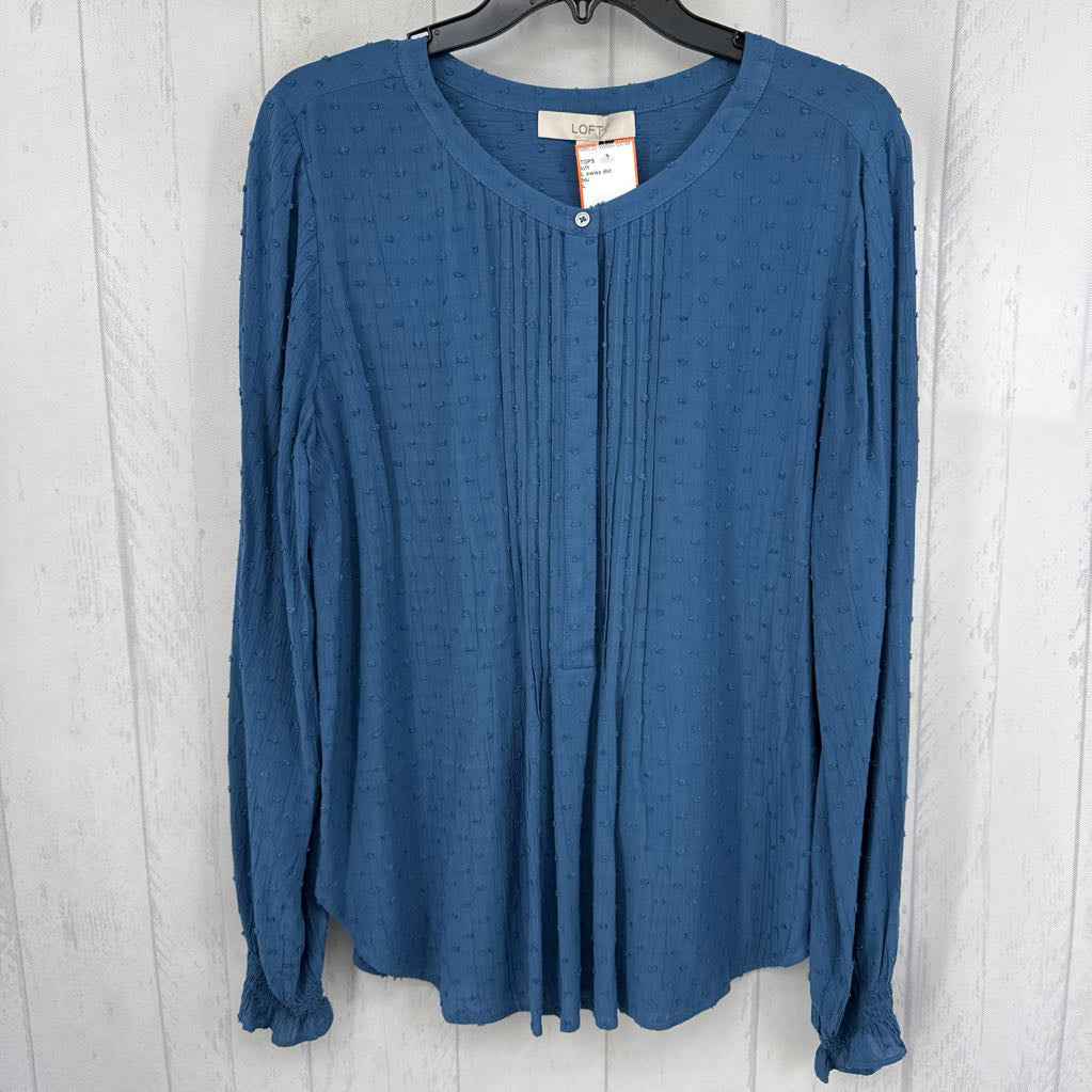 L swiss dot smocked front l/s top