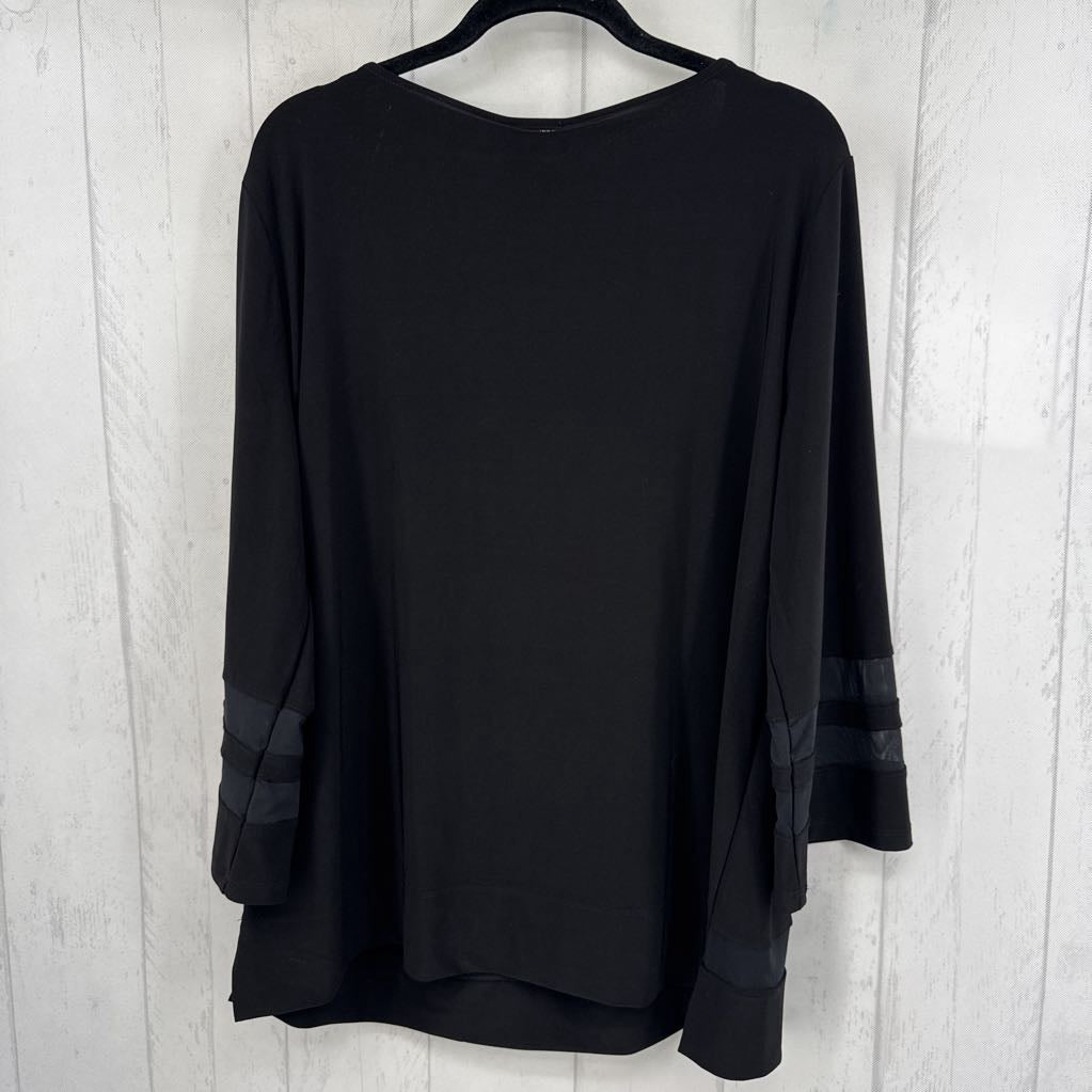 1X sheer stripe accent 3/4 slv top