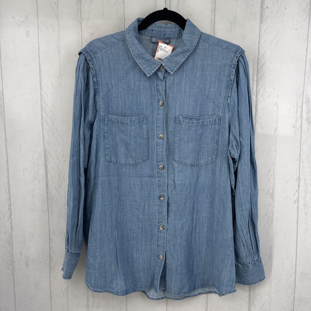 1X denim button down l/s top