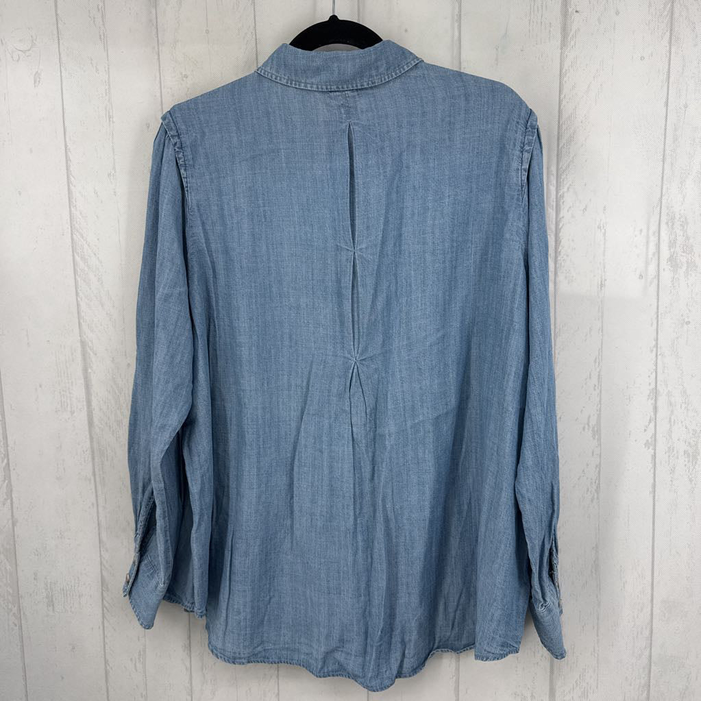 1X denim button down l/s top