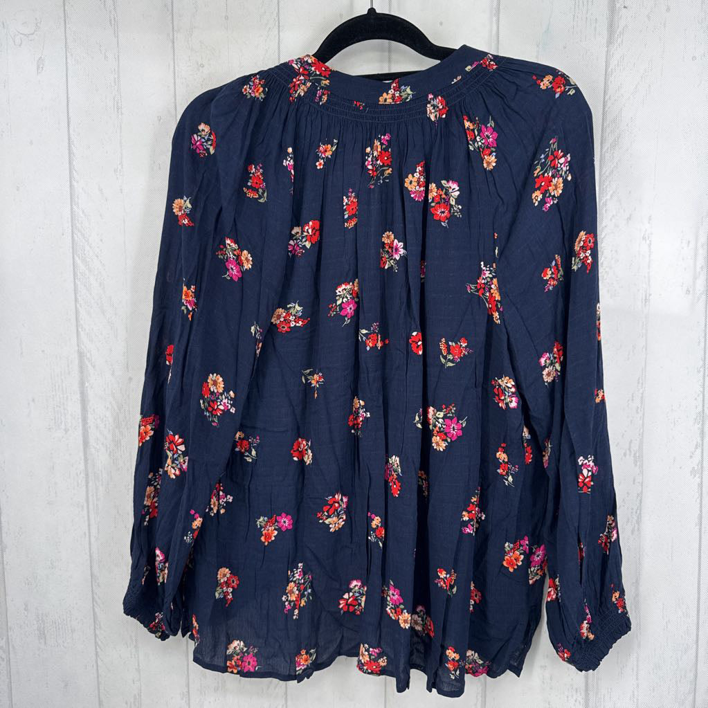 R74 1X flo print button down l/s top