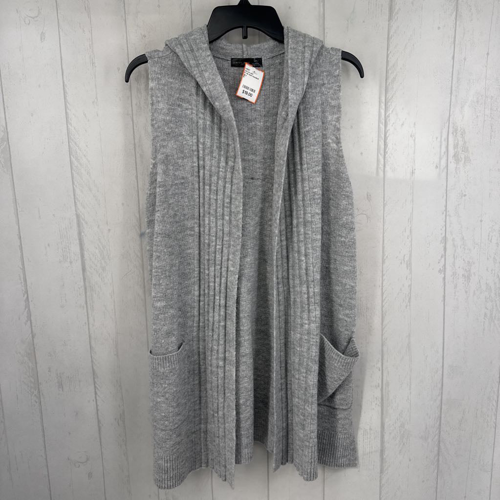 S rib knit hooded sweater vest