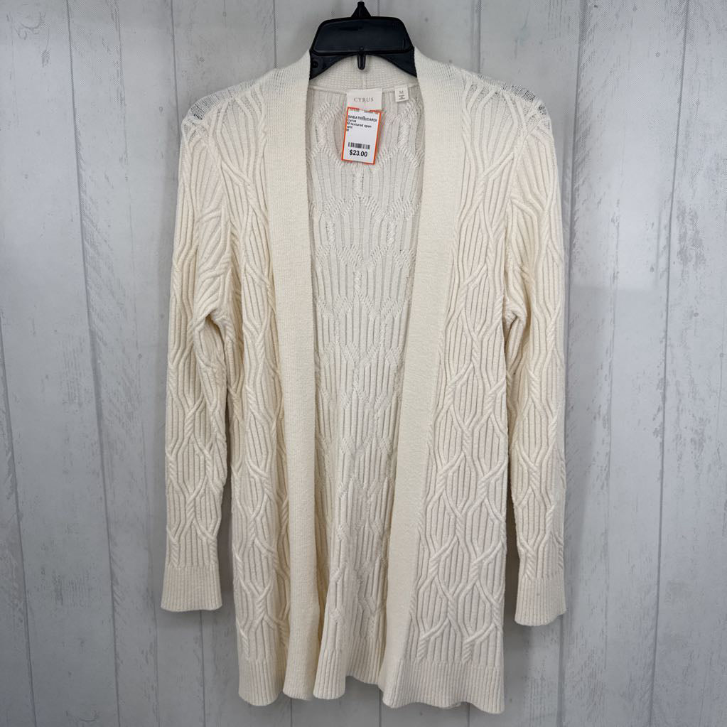M textured open front cardi