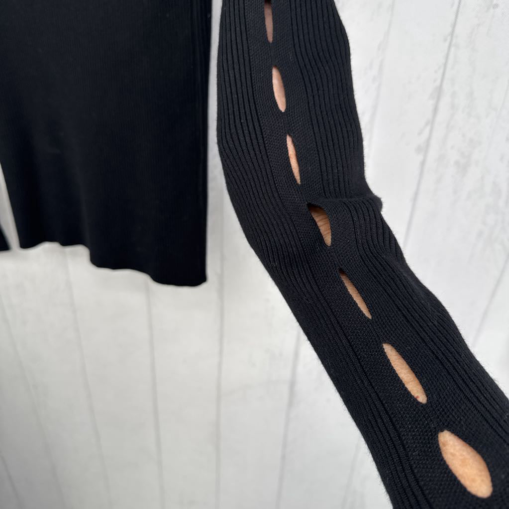 M ribbed t-neck l/s top