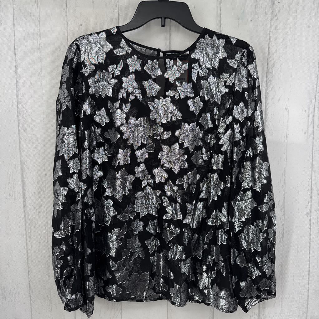 L metallic flo print l/s top