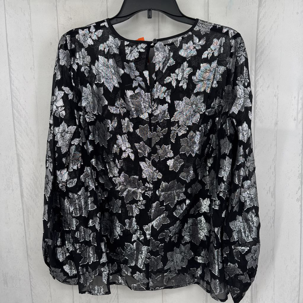 L metallic flo print l/s top
