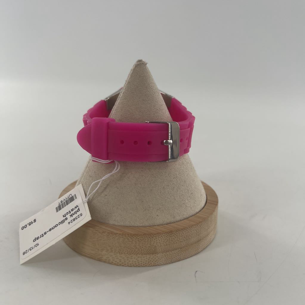 pink silicone-strap watch